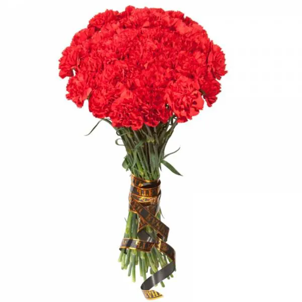 Траурный букет из красных гвоздик